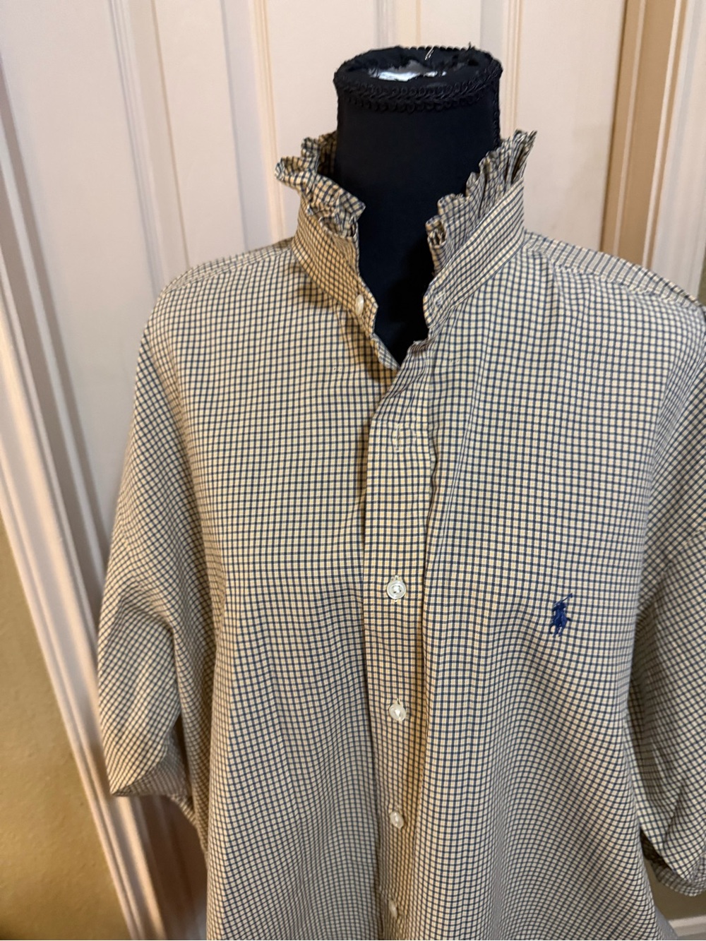 Ralph Lauren Blue and Cream Check Button-Down Women's Shirt